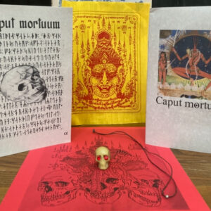 (Out of Stock) Special Offering! Thai Alchemical Prai Magick Necromancy Authentic Charnel Ground Skull Oracle 'Whispering Ghost' with purified Thai mercury bead, Thai yant cloth, and Caput mortuum Volumes 1 and 2